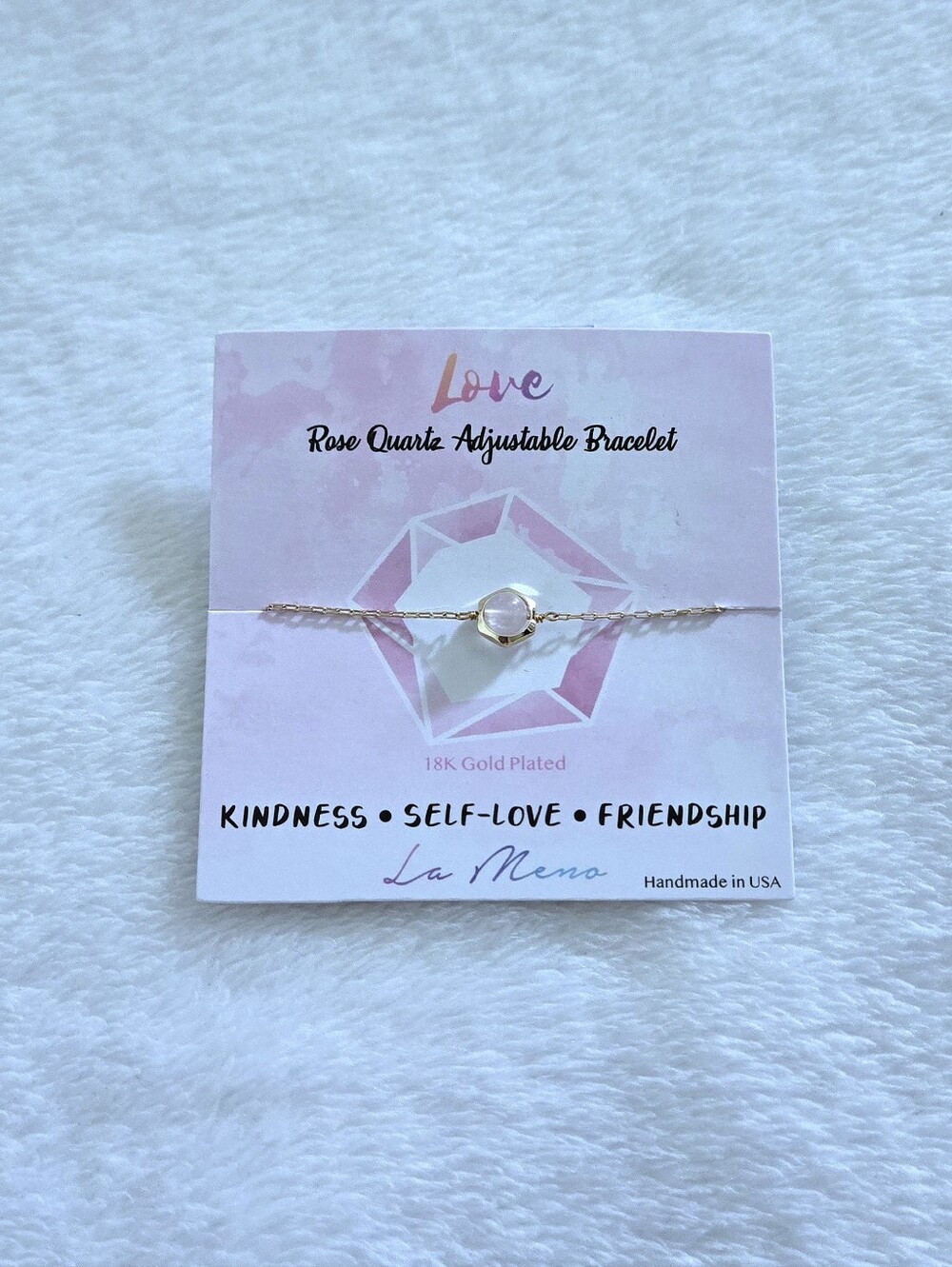 La Meno Hexagon Rose🌹Quartz💎Bracelet - Picture 4 of 16